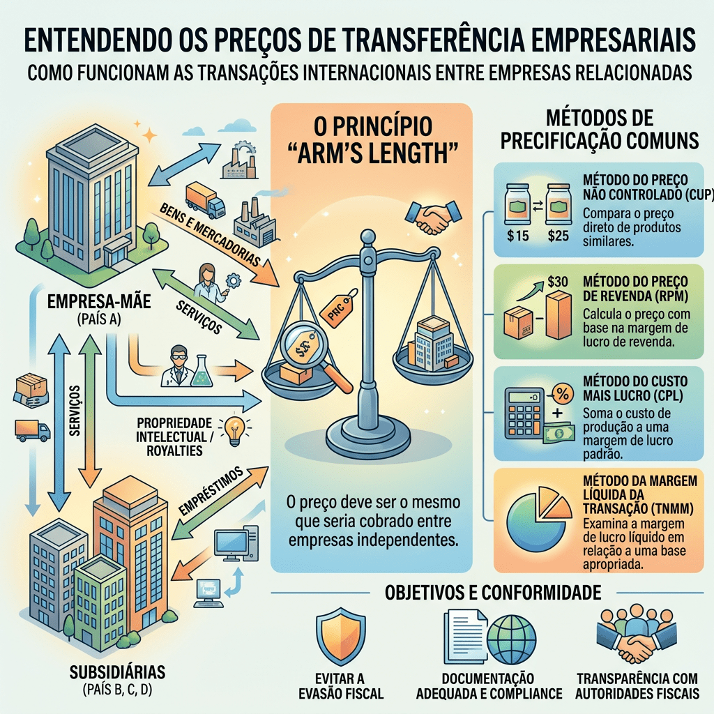 Diagram explaining transfer pricing concepts and methods between parent and subsidiary companies